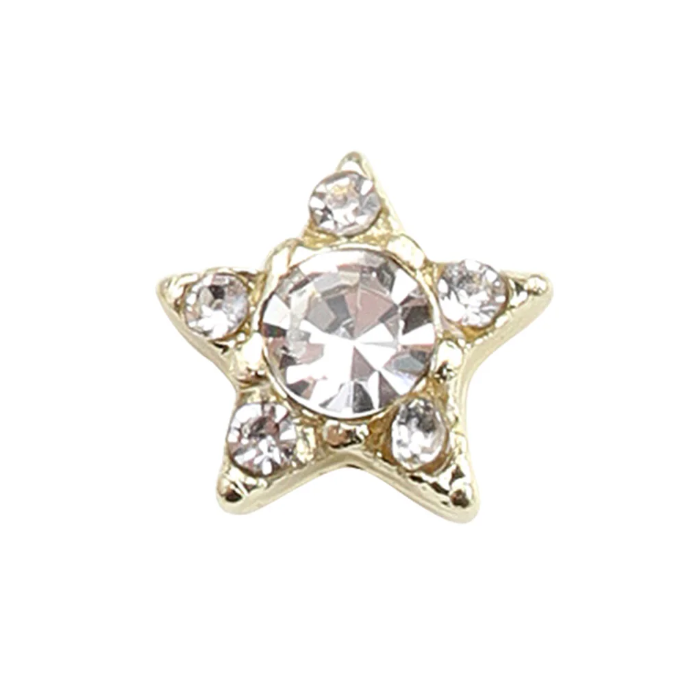 10Pcs Star Alloy Nail Art Charms 3D Gold/Silver Shiny Glitter Diamond Pearl  Jewelry Nail Rhinestone Luxury DIY Manicure Decor