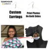 SOMEHOUR Fashion Boho Geometric Wooden Drop Earrings African Ethnic Fabric Print Ankara Plaid Ear Dangle Jewelry For Women Gifts 6