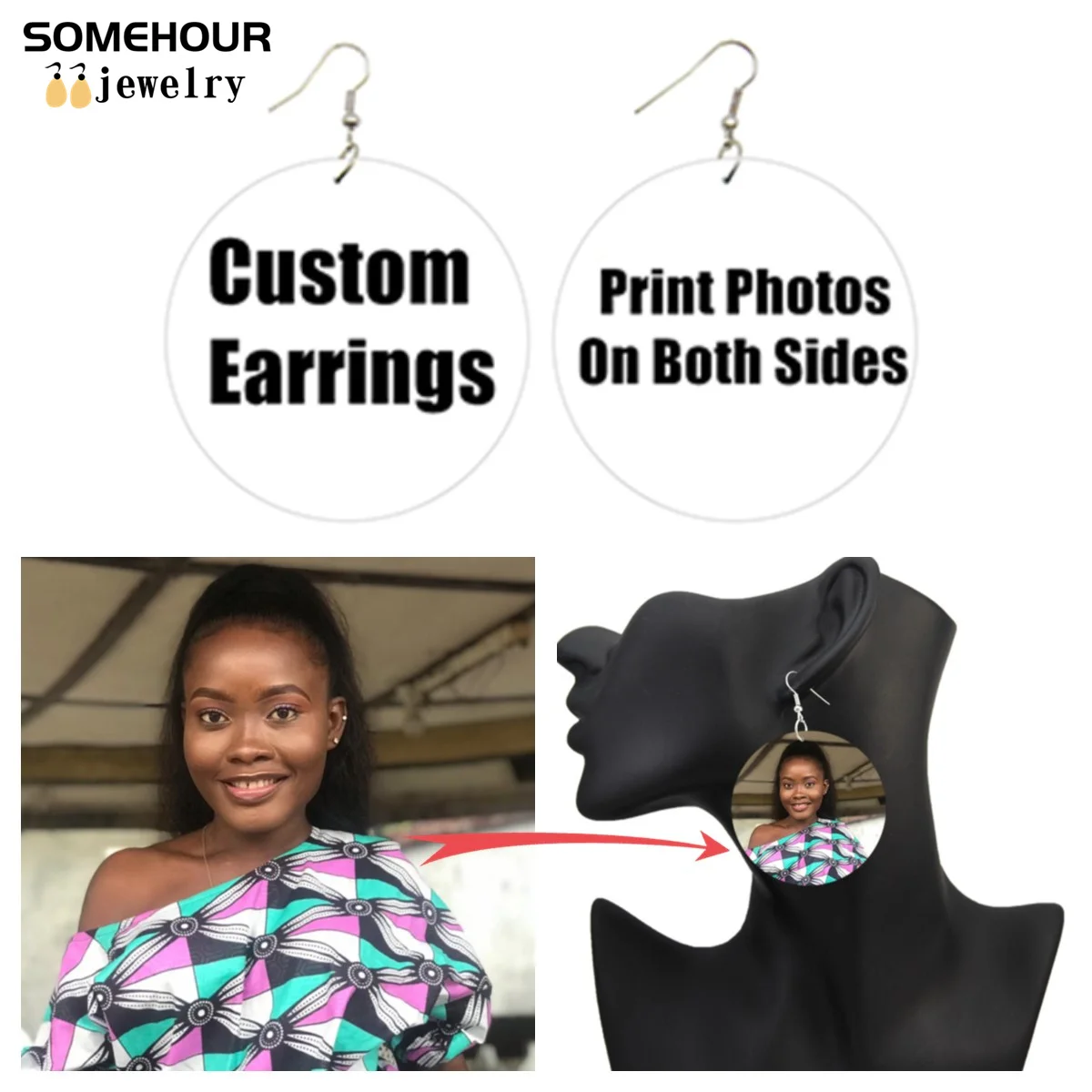 SOMEHOUR Inspried Sayings Print Wooden Drop Earrings For Women Treat People With Kindness Life Is Good Handmade Loops Dangle 6