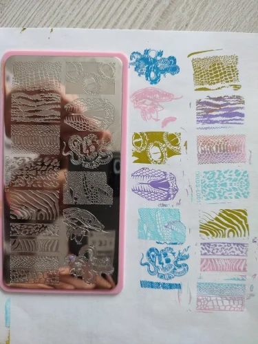 Nail Stamping Plates Tree Bark Pattern Leaves Whirlpool Image Stainless Steel Stencil Nail Art Stamps Geometry Template Stencils 6