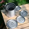 New Camping Titanium Cups 300ml 450ml 750ml Cooking Pot Ultralight Folding Handle 2