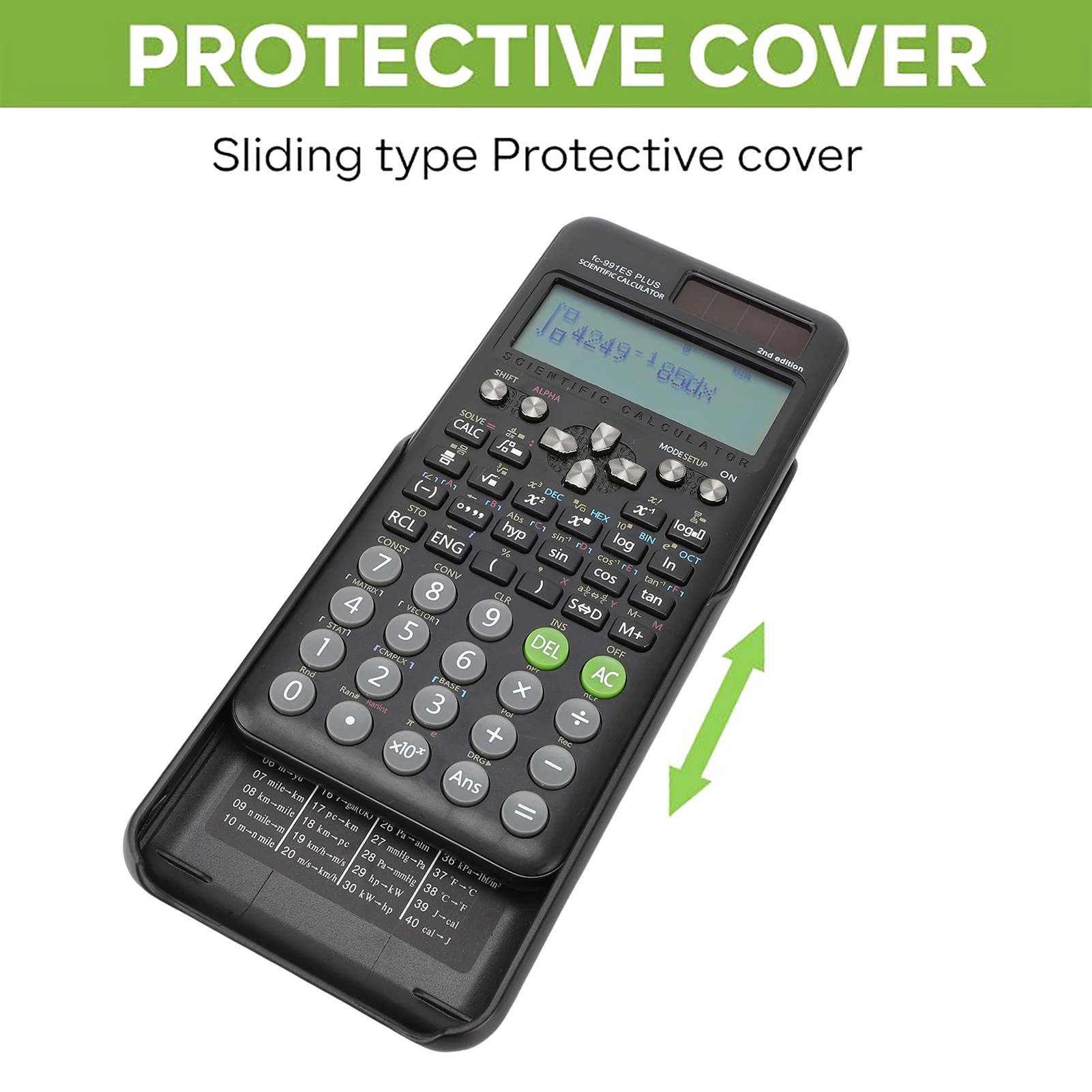 Scientific Calculators Math Calculator with 417 Function 10+2 Digits Display Dual Power Supply Ideal for Teachers College - 4