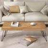 Modern Coffee Table with Chevron Pattern & Hairpin Legs, Easy Assembly, Thicken Cocktail Table, Ash Wood Finish 2