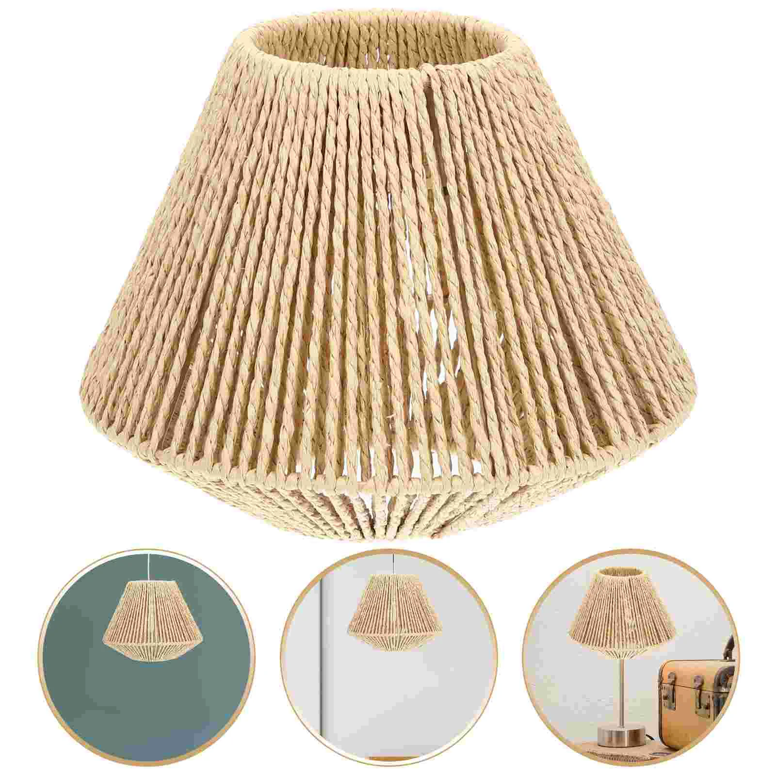 Straw Woven Lampshade Hanging Lamp Rustic Vintage Decor for Home Hotel Restaurant Braided Vintage Lampshade