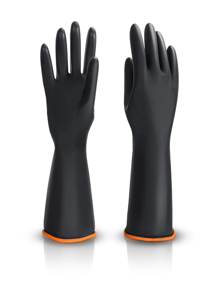 Dishwashing Gloves 35cm Latex Fingers Crubbing Rubber Kitchen Tools Washing Scrub Silicone Black