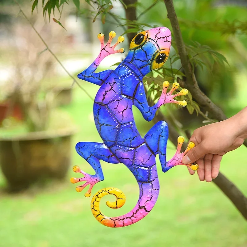 

Metal Gecko Yard Garden Decoration Outdoor Statues Home-garden Wall Decor Miniature Accessories Sculpture Lizard Ornaments