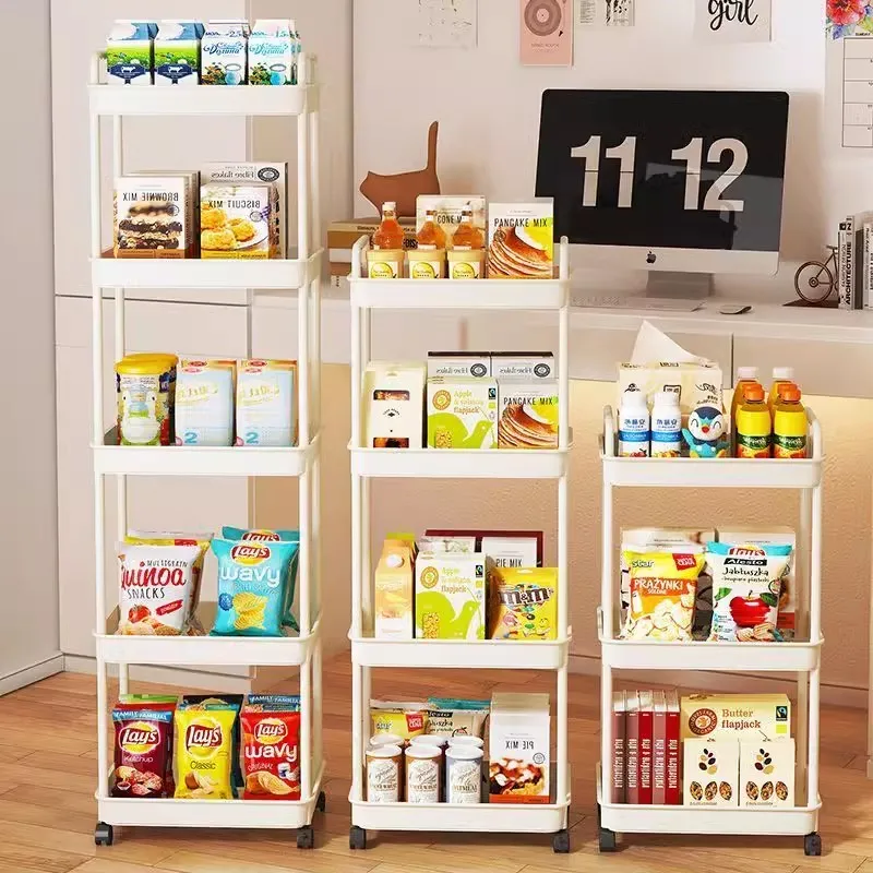 Bookshelf Storage Trolley Mobile Kitchen Organizer Cart With Wheels Multi-Layer Bathroom Shelves Household Snacks Storage Rack storage rack bookshelf storage rack rolling storage cart