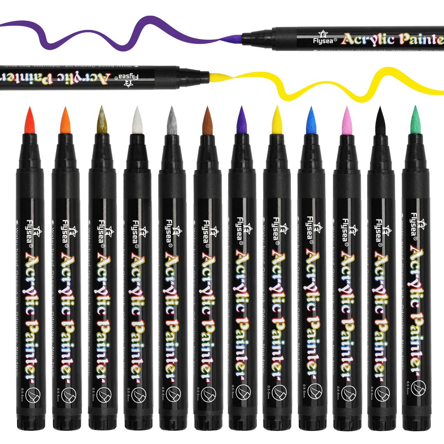 Vibrant Brush Tip Acrylic Paint Pens for Creative Projects and Artistry