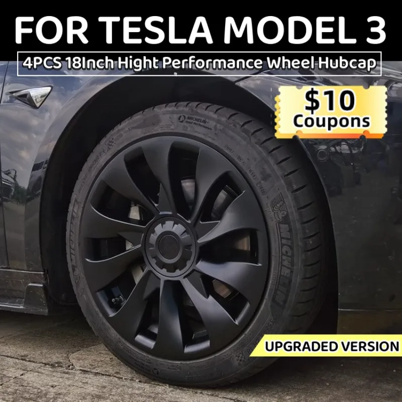 4pcs Hub Cap For Tesla Model 3 18inch Wheel Cap Performance Replacement Full Rim Cover Wheel