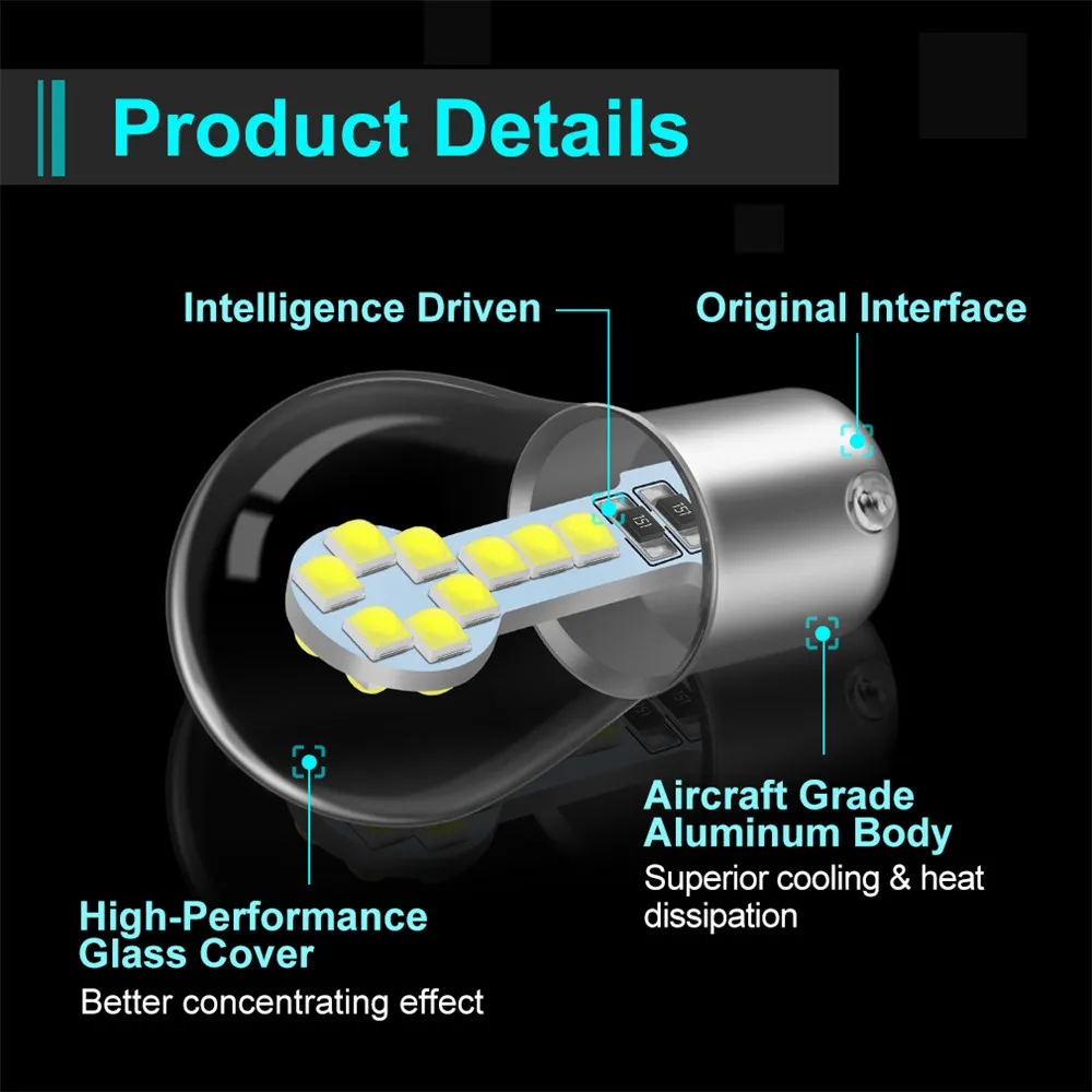  ڹ ȭƮ 1156 BA15S P21W LED 1157 BAY15D P21/5W LED  R5W R10W ڵ  õ S25 ڵ 극ũ Ʈ  12V