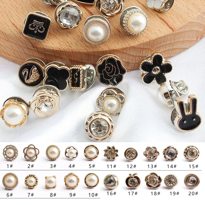10 pièces perle strass bouton broche prévenir l'exposition accidentale boutons broche broches Badge boutons de manchette bouton pour vêtements décor