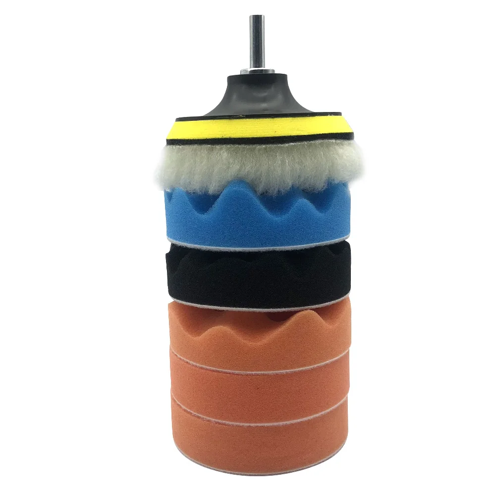 7Pcs ing Pad Set Thread 4 inch Auto Car Polishing Pad Kit for Car Polisher + Drill Adaptor M10 Power Tool Accessories