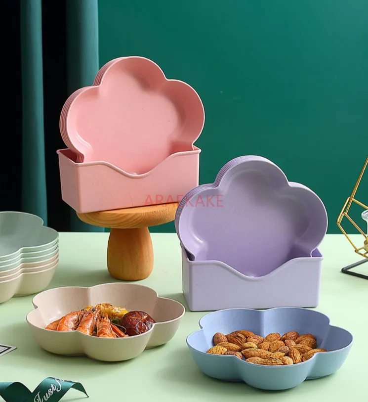 Flower shaped fruit plate, home living room snack plate, candy front desk snack placement plate