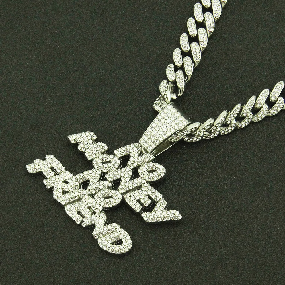 

Hip Hop Iced Out Cuban Chains Bling Diamond Letter Pendant Mens Necklace Miami Big Gold Chain Charm Jewelry for Men Choker Gifts