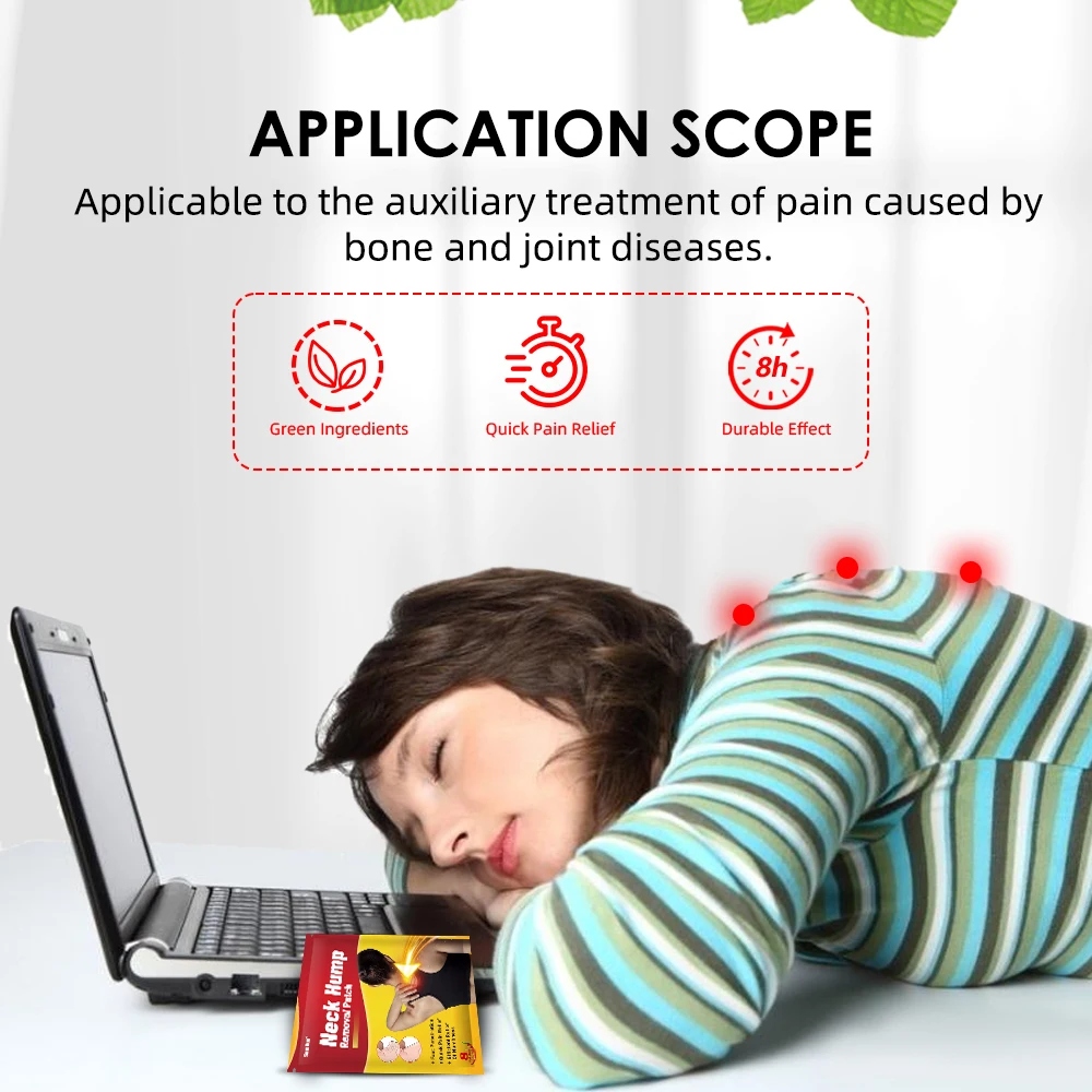 Sumifun Neck Hump Removal Plaster Dowager Hump Drain Patch Posture Corrector Massage Muscle Relax Medical Health Sticker 8pc/bag pain relief patch