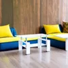 Living Room Rectangle Coffee Tables, Modern Side Coffee Table with Wooden Leg, Glass Tabletop with Lower Shelf 5
