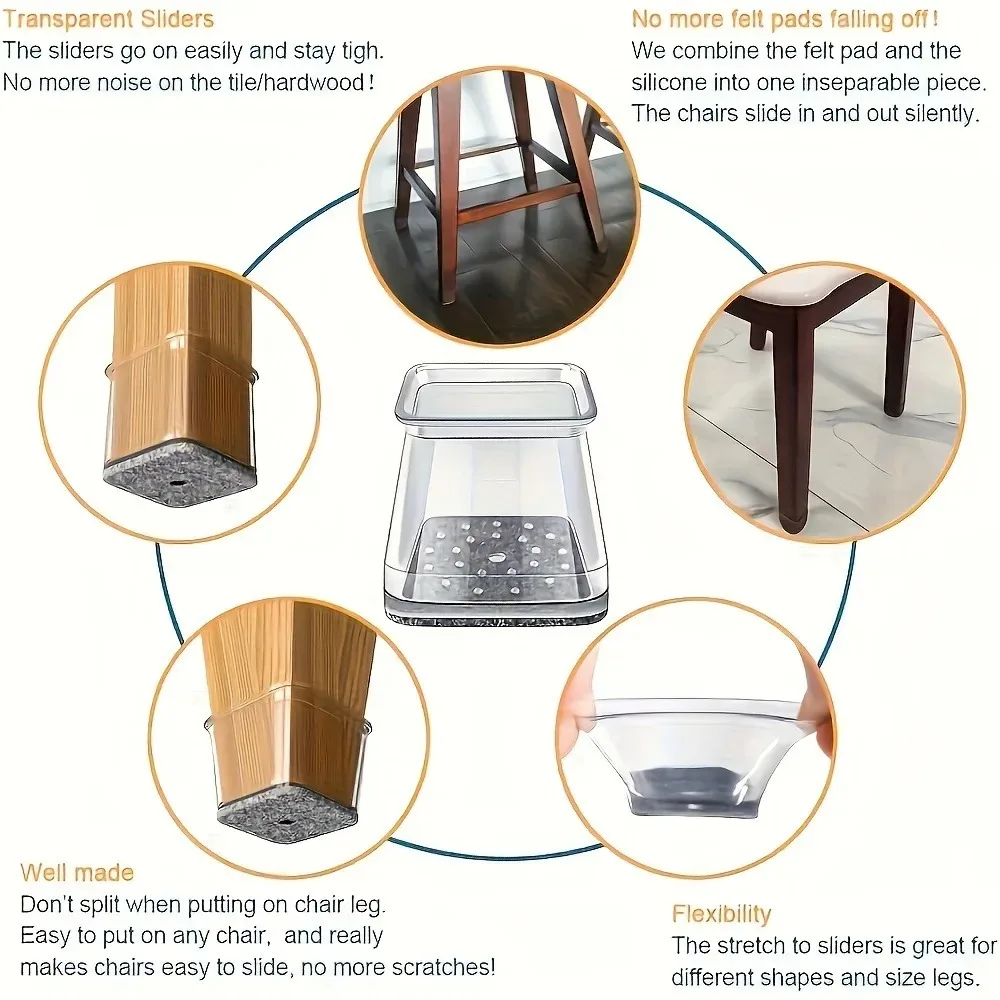 Silicone Rubber Chair Leg Floor Protectors - Scratch-Resistant, Noise Reducing Covers for Hardwood Floors (20 Pack)