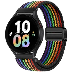 Adjustable Magnetic Buckle Nylon Strap with Metal Accents - Available in 22mm & 20mm Sizes for 22mm (Black rainbow)