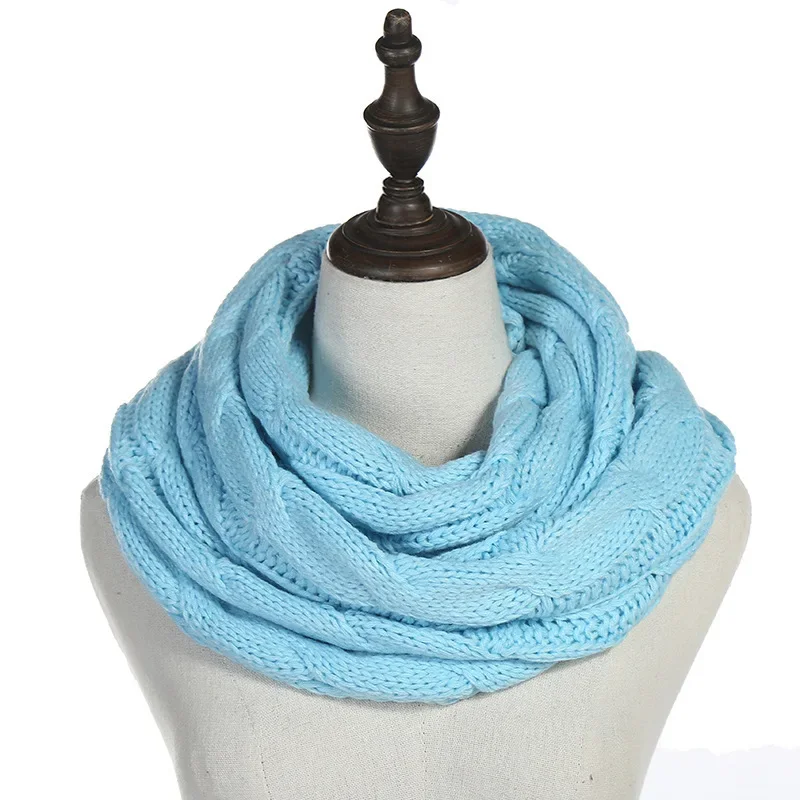 جديد إمرأة بلون كابل الحياكة الصوف سنود إنفينيتي وشاح الشتاء الرقبة أدفأ الطربوش طوق دائرة الأوشحة AC041