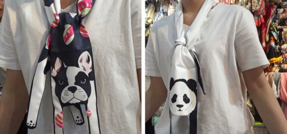 120CMx10CM Hot Scarves Three-dimensional Animal Silk Scarf Tiger Cat Dog Parent-child Scarf Unique Design Collocation Bag G