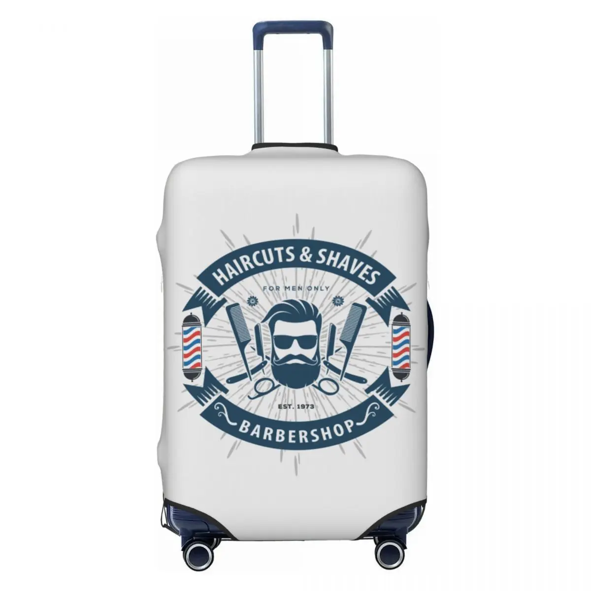 

Vintage Barber Shop Luggage Cover Elastic Hairdresser Hairstylist Travel Suitcase Protective Covers Fits 18-32 Inch