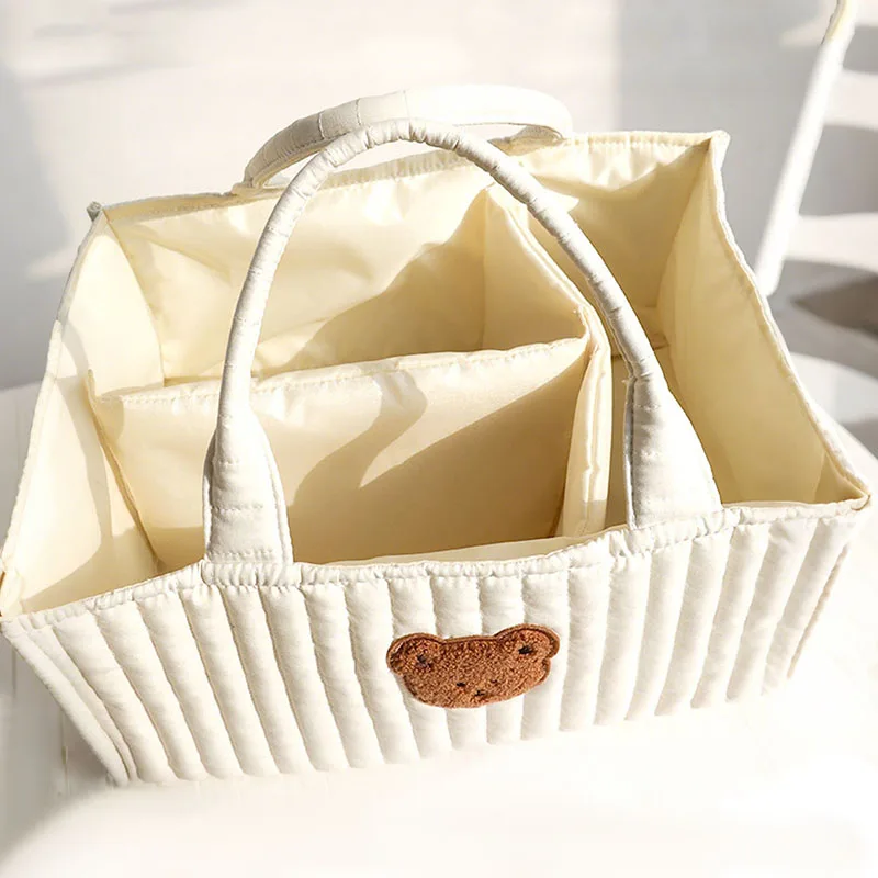 Cute Bear Travel Portable Mommy Bag Diaper Bag Feeding Bottle Storage Handbag Multifunctional Baby Products Organizer Basket