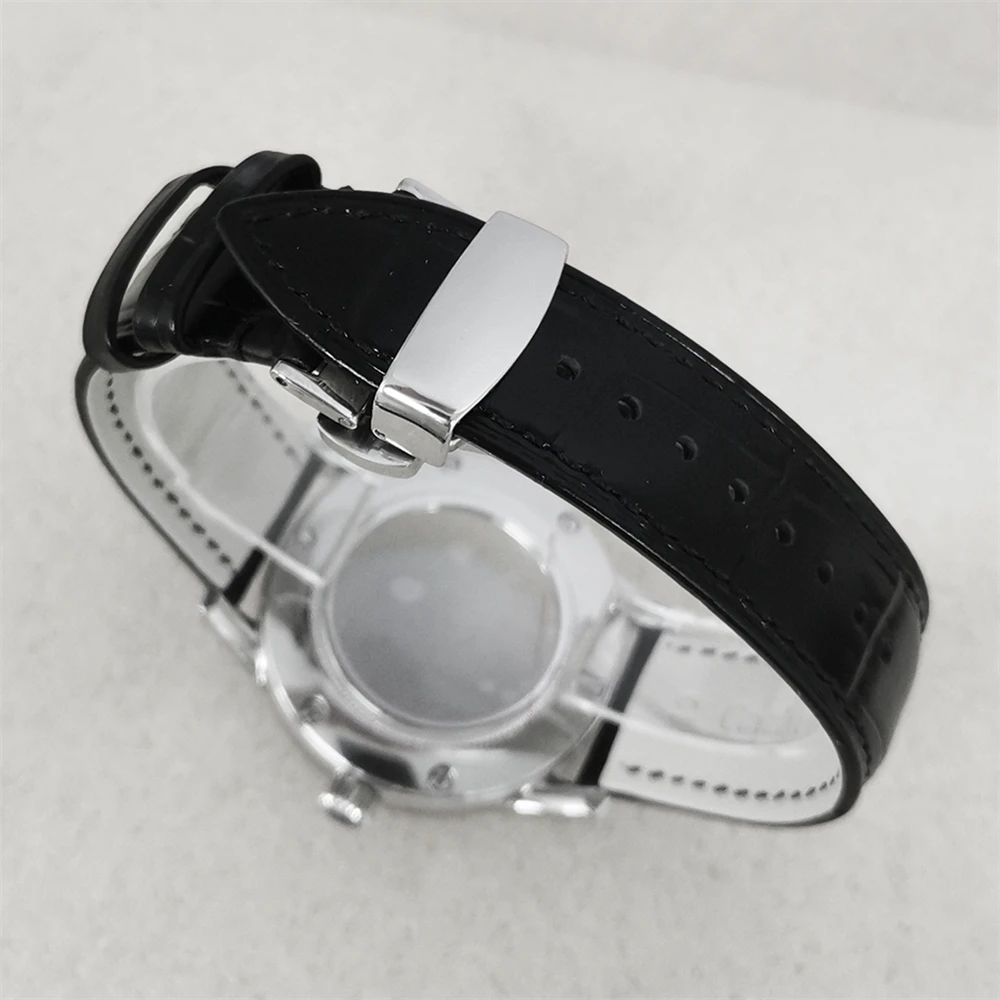 39mm Stainless Steel NH35 Case 31mm Dial, Fits NH35 NH36 NH34 NH38 NH70 4R 7S Movement, Leather Watchband Case for 31mm Dial