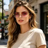 CATERSIDE Punk Rectangle lunettes de soleil hommes femmes luxe concepteur sans monture dégradé lentille métal lunettes de soleil pour hommes sport 2024 UV400 4