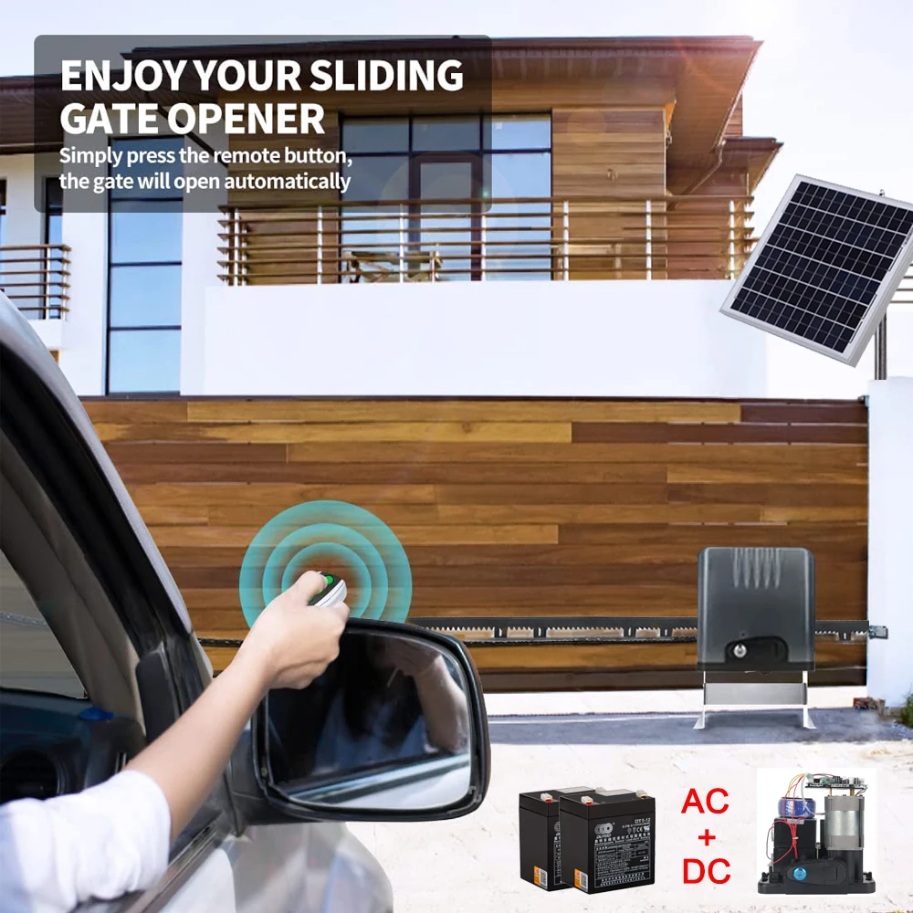 1000KG Automatic Sliding Gate Opener Kit AC/DC Door Tractor Closer With