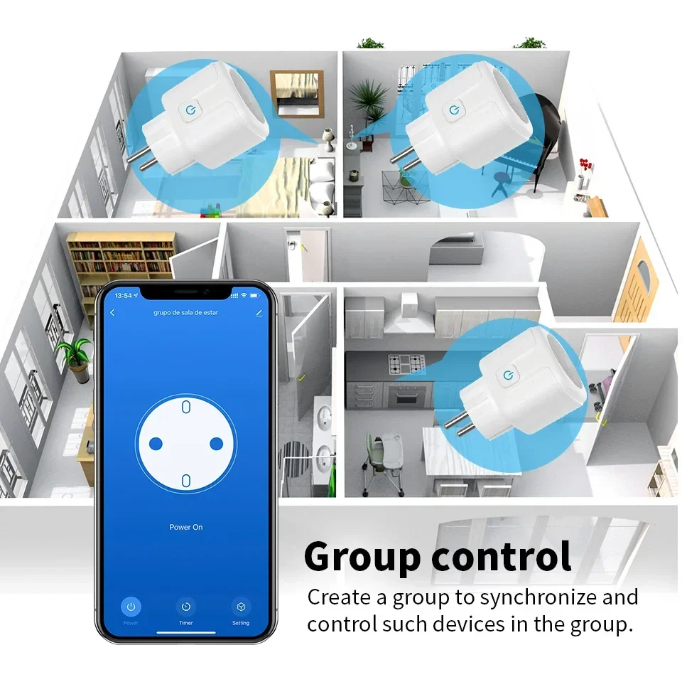 Tuya Smart Zigbee 3.0 Power Plug 16A/20A EU Outlet 4400W Meter Remote Control Wo
