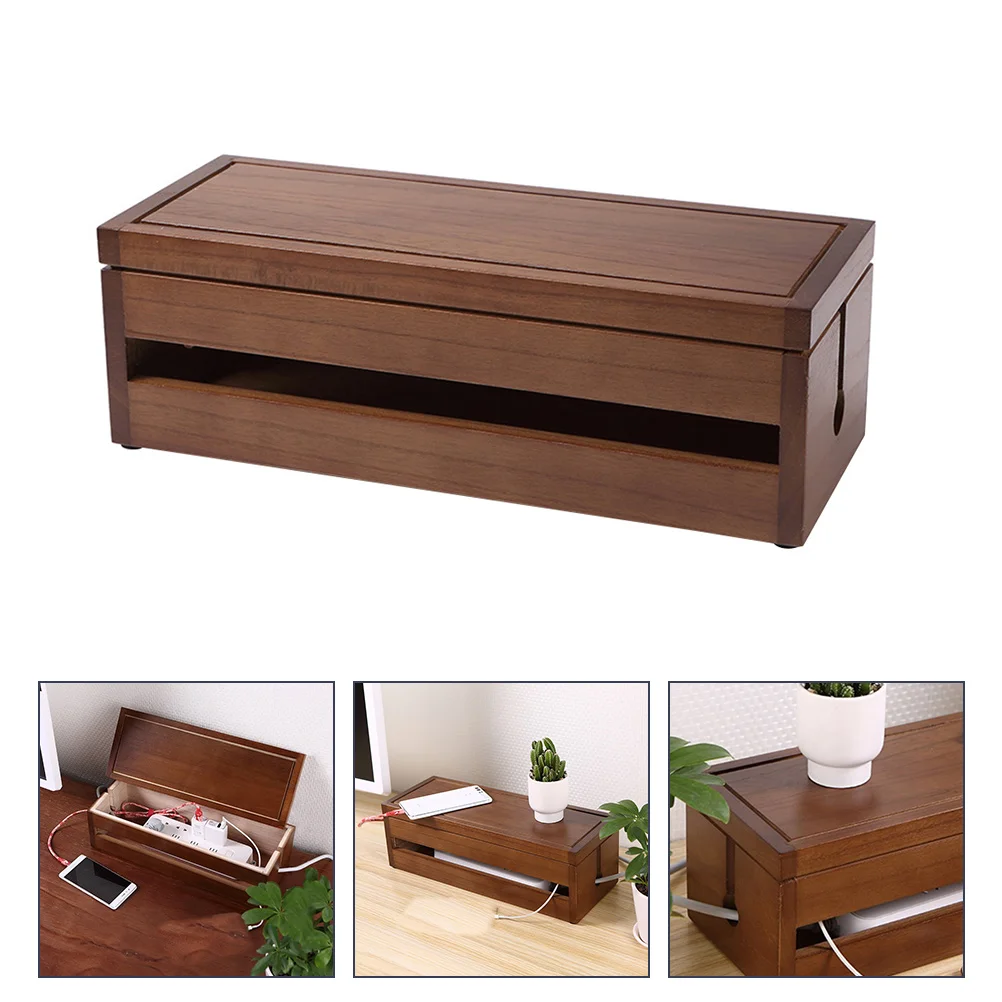 

1Pc Multi-functional Socket Storage Boxes Wooden Wire Storage Boxes Box