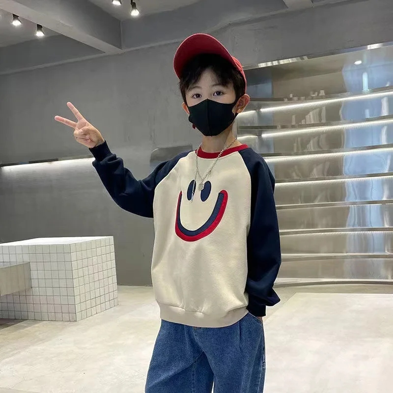 

Winter Casual Baby and Boys Contrast Warm Fleece Lined Sweatshirt School Kids Track Pullover Jumper Child Work Coat Tops 1-14 Yr