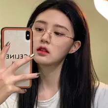 

New Rectangle Square Nearsighted Glasses Women Rimless Myopia Blue Light Glasses Trends Computer Frame Clear Lens Eyeglasses