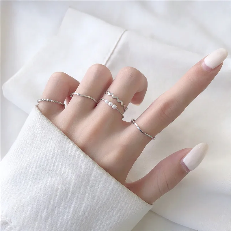 Yerik Punk 3Pcs/set Fashion Design Round Silver Color Rings Set