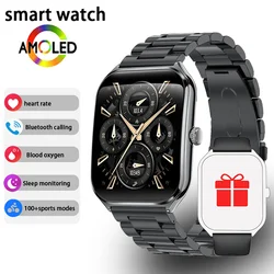 Ultra Thin Smart Watch with 1.96 AMOLED HD Display and Call Reminder Feature (Black steel strip)