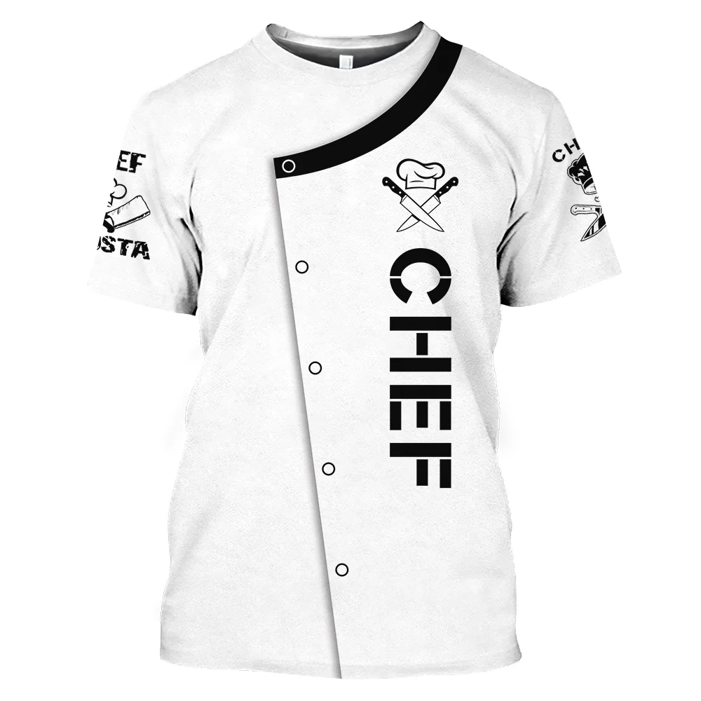 

Summer Chef Series Pattern Men's T-shirt Hip Hop 3D Print Personality Neck Short Sleeve Fashion Clothes