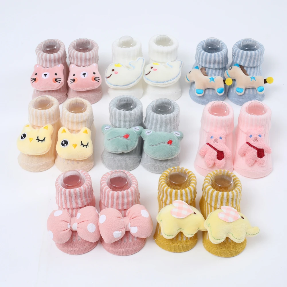 Baby Socks Non Slip Floor Socks 1Pair Newborn Baby Cartoon Doll Socks Boys Girls Infant Toddler Non-Slip Cartoon Boat Socks Clothing For 0-12M
