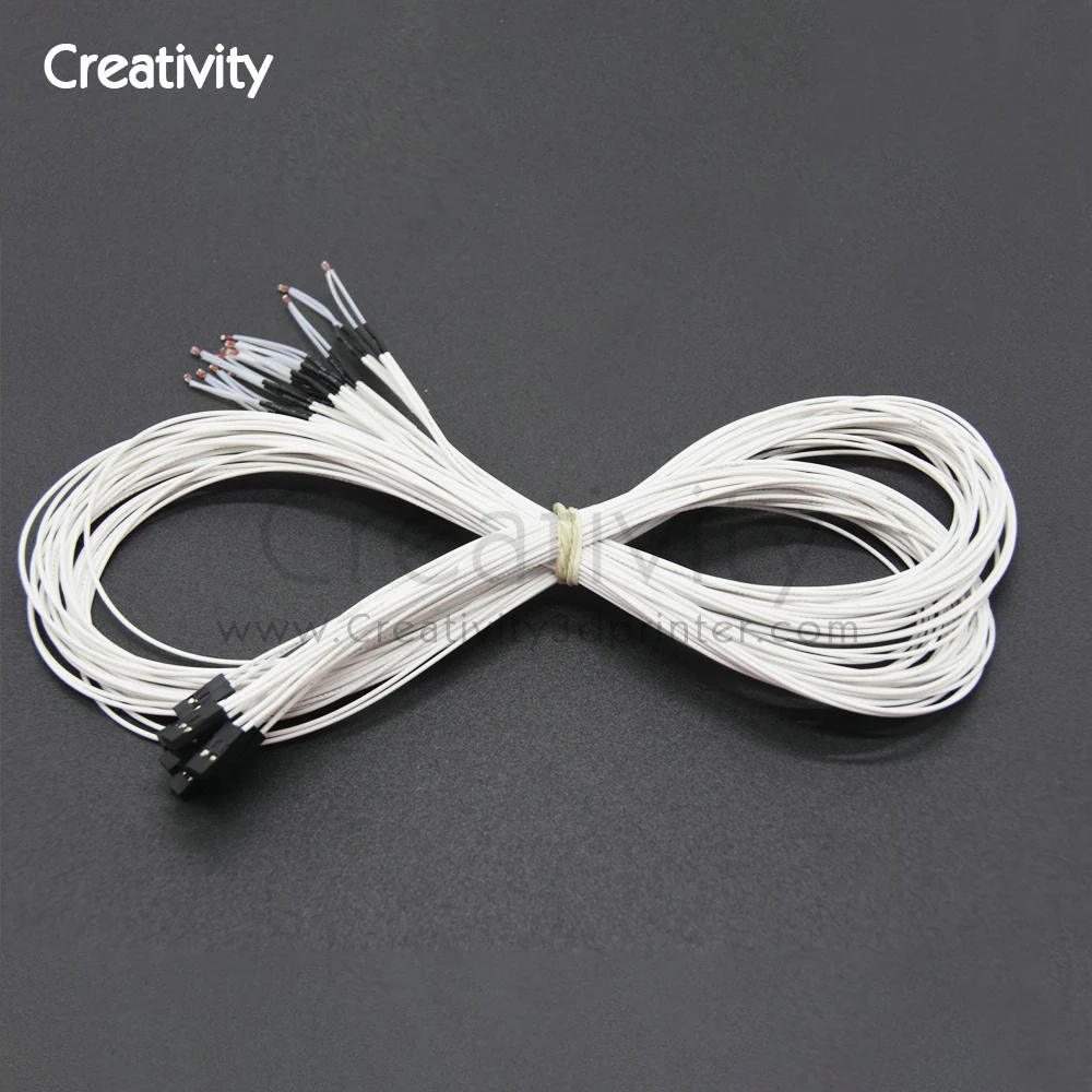 3950 Thermistors Sensors with White 1M Line Cable Dupont Head 100K ohm NTC for 3D Printer Print Head Temperature Parts