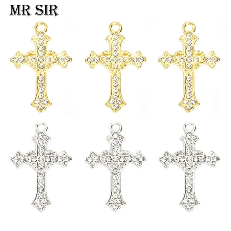 Dij De Cruz Coloridos De Circón Con Incrustacion De Latón Chapado En Oro De 14 Quilat Para Bricolaje, Encanto De Fe Religiosa, Collar, Accorios Para Hacer Joyas - AliExprs 36