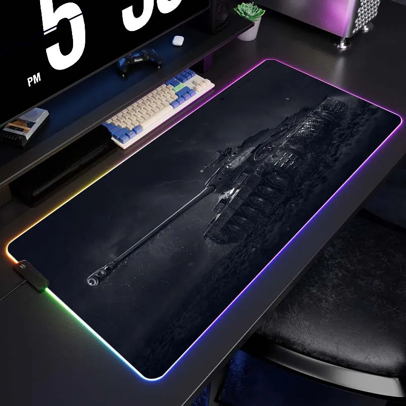

LED Backlight World of Tanks Mouse Pad RGB Gaming Mouse Mat Gamer XXL Large Mousepad Game Desk Pads Rubber коврик Keyboard Mats
