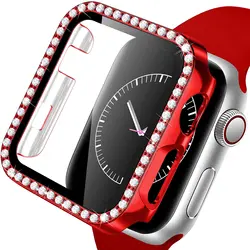 Premium Diamond Bumper Glass + Case Screen Protector for 45mm series 7 8 (Red)