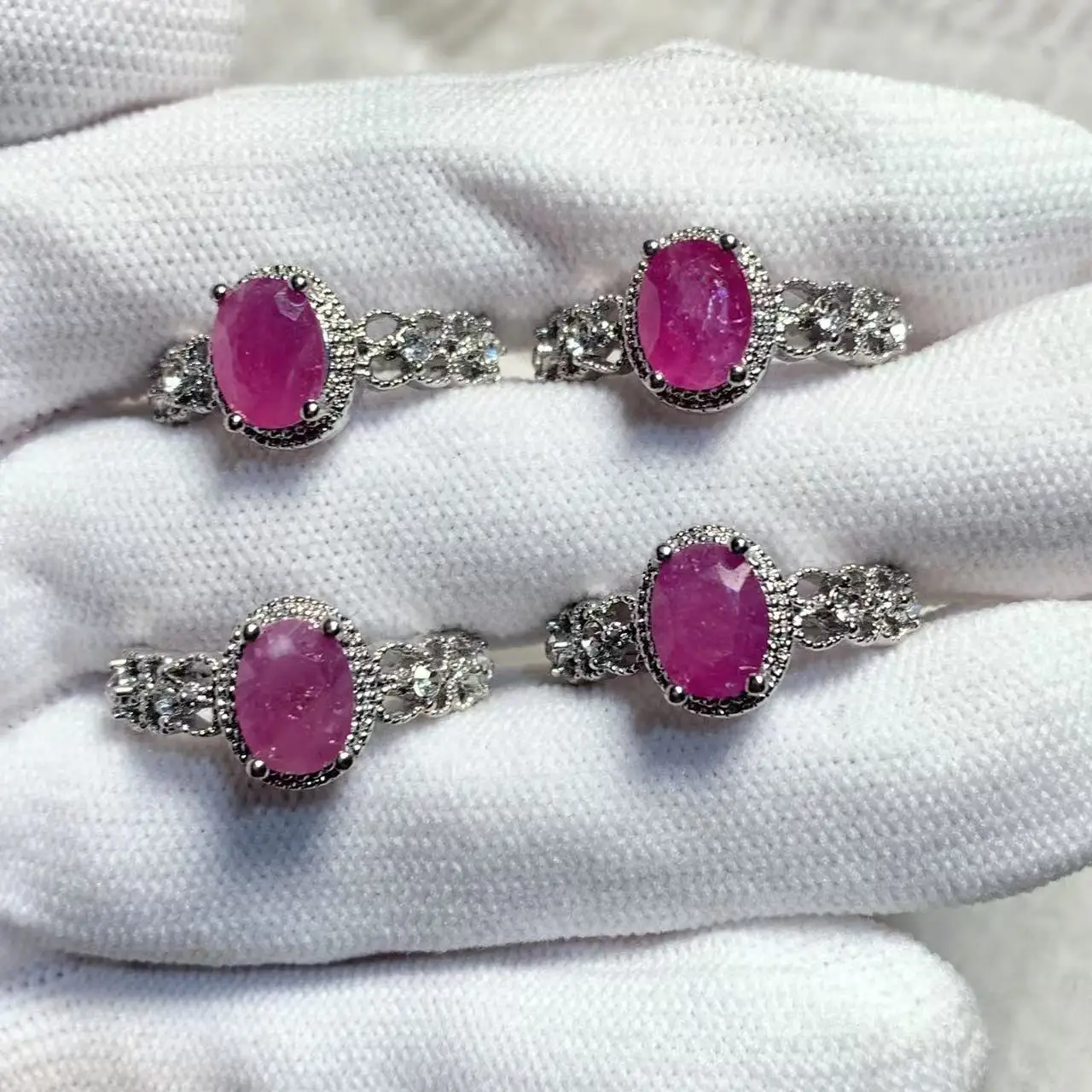 8*6 MM Natural Ruby Ring Adjustable Female Classic Ring Jewelry for Women Gift Wholesale High Quality Vintage Fine