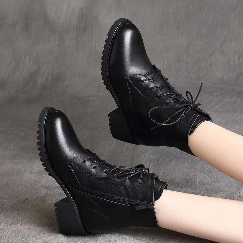 [2024 High Quality Ladies Shoes Side Zipper Women's Boots Fashion Cross-tied Modern Boots Women Hot Sale Plus Size Ankle Boots]