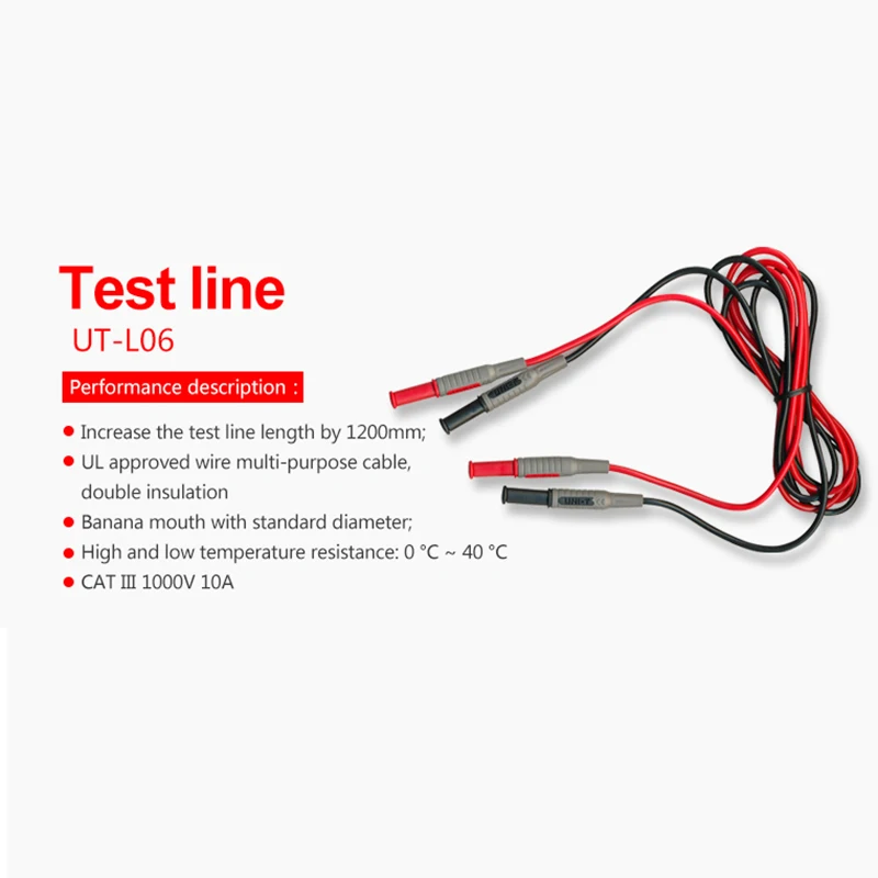 UNI-T UT-L06 Dual Head Connectors Connecting wire Double Insulated Banana Plug For Multimeter Clamps 1000V 10A