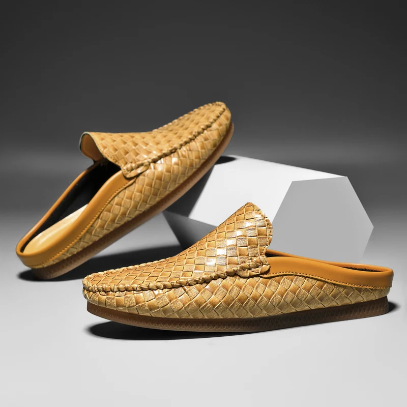Men's Shoes Shoes Half Slippers Sandals Business Casual Shoes Men Mules Summer Breathable Slip-on Peas Shoes Loafers 4