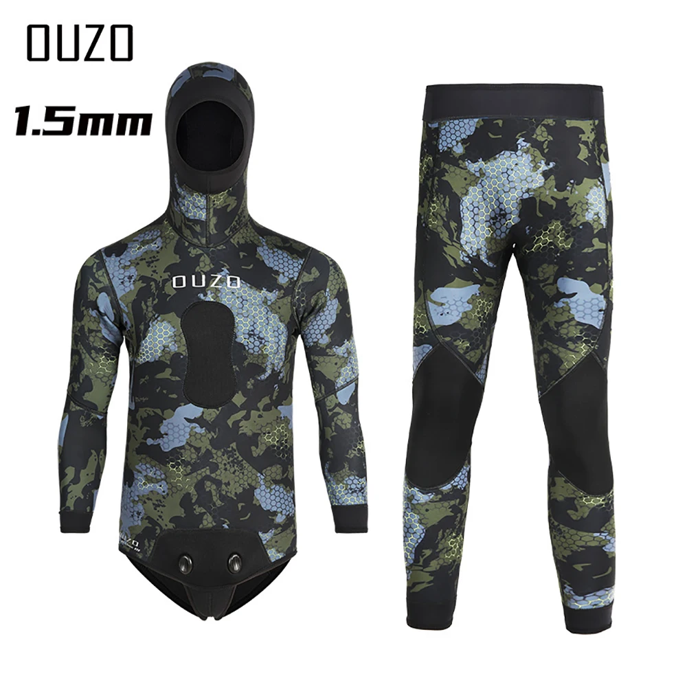 1.5mm Neoprene Wetsuit Men Spearfishing Diving Suit Camouflage Camo Hooded Free Diving Suit Scuba diving
