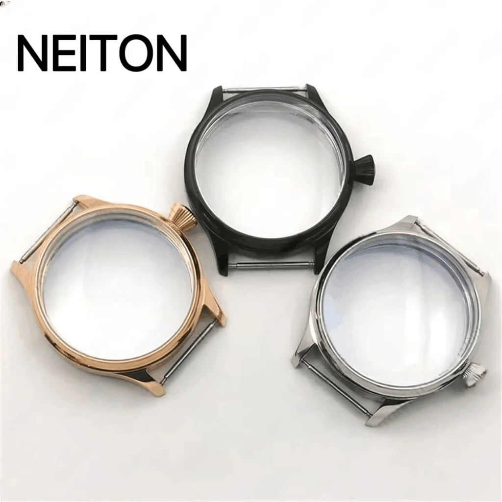 NEITON 44 mm Uhr für Sea Gull ST3600 ETA 6498 6497 Uhrwerk Zubehör Teile Gehäuse aus massivem Edelstahl