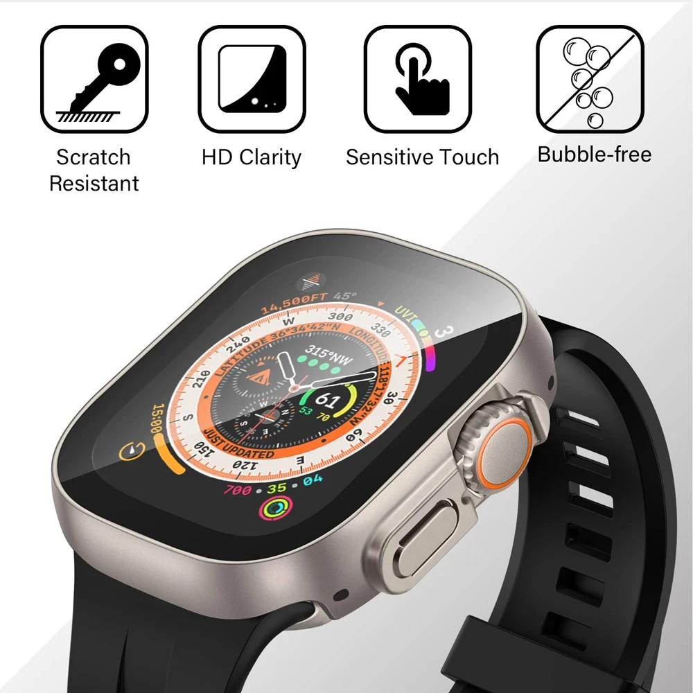 Shockproof Apple Watch Ultra 49mm Screen Protector with Tempered Glass