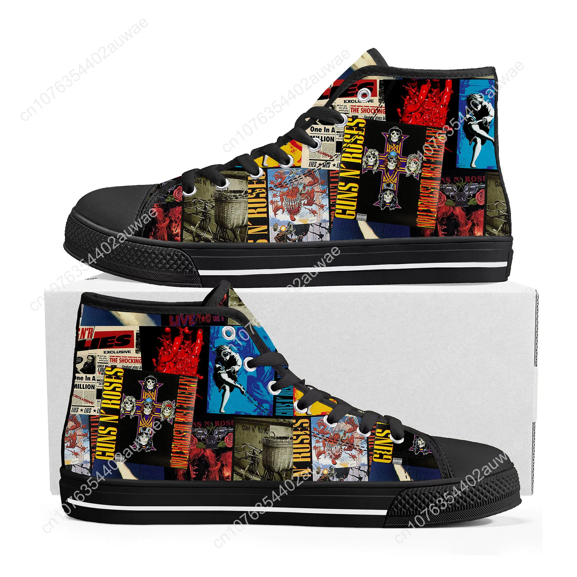 Guns N Roses Heavy Metal Rock Band High Top High Quality Sneakers Men Women Teenager Canvas Sneaker Casual Custom Couple Shoes