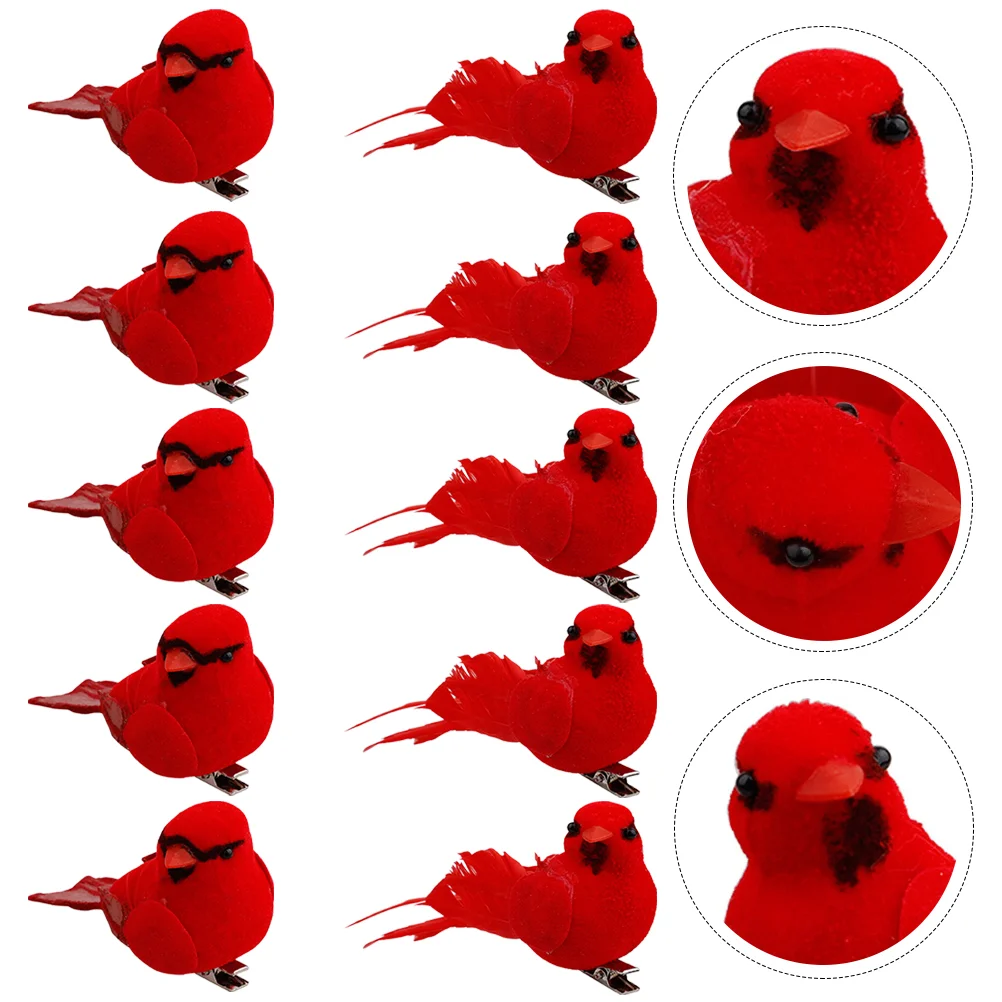 

10 Pcs Christmas Red Bird Pendant Tree Branches Birds Ornamentations DIY Hanging Ornaments Pendants